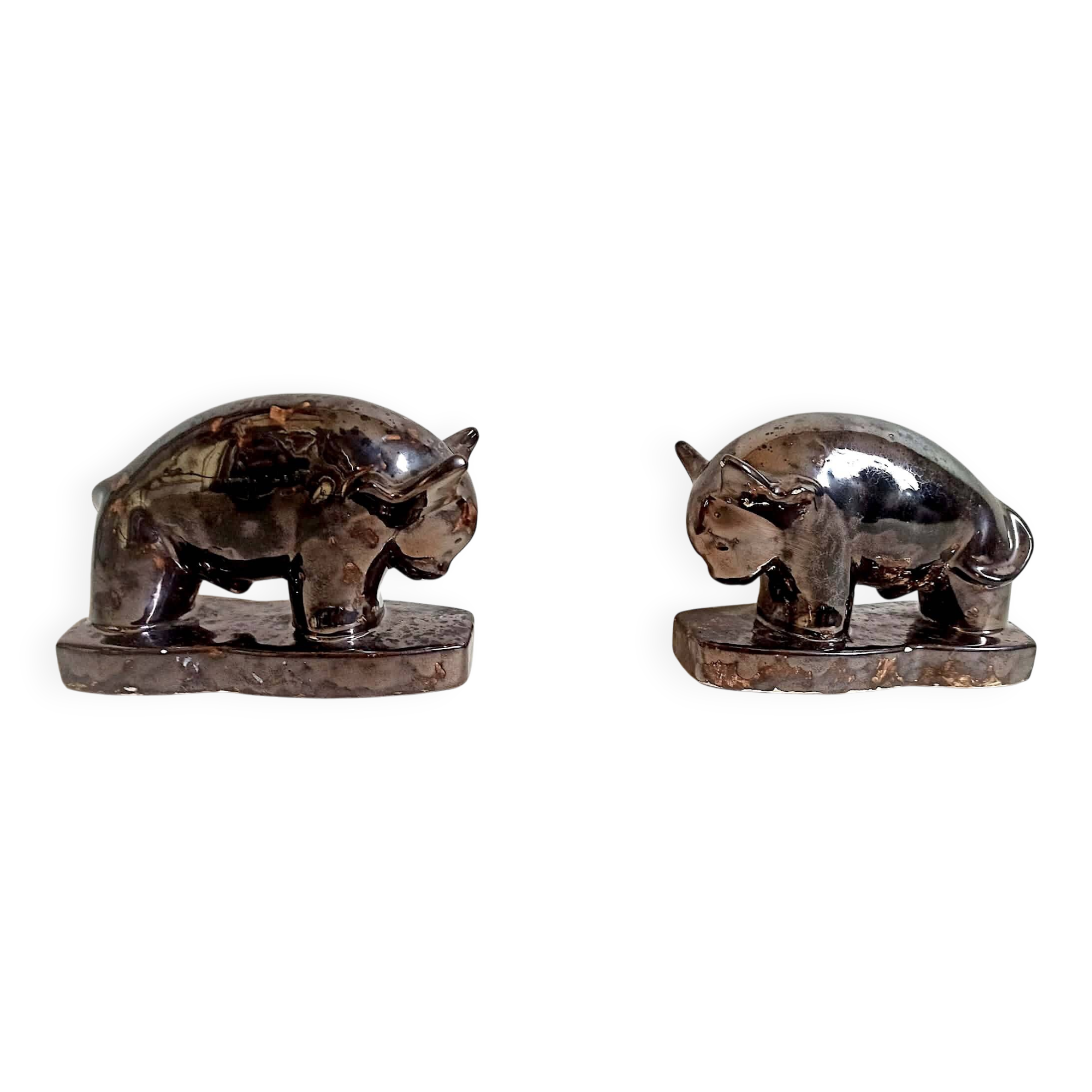 Pair of bookends 1960s Stylised Bull