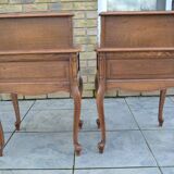 Two oak bedside tables.