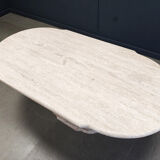 Vintage oval travertine dining table, 1970s