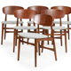 Series of 6 Scandinavian chairs in oak and teak by Jens Hjorth. Edition Randers Stolefabrik