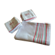 Old tablecloth 1920/1930 linen beige diamonds and red and green stripes + towels