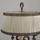 Bronze French Antique Art Nouveau 3-Light Candelabra Lamp Pleated Shade