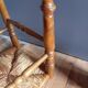 Turned wood stool, straw seat, vintage countryside