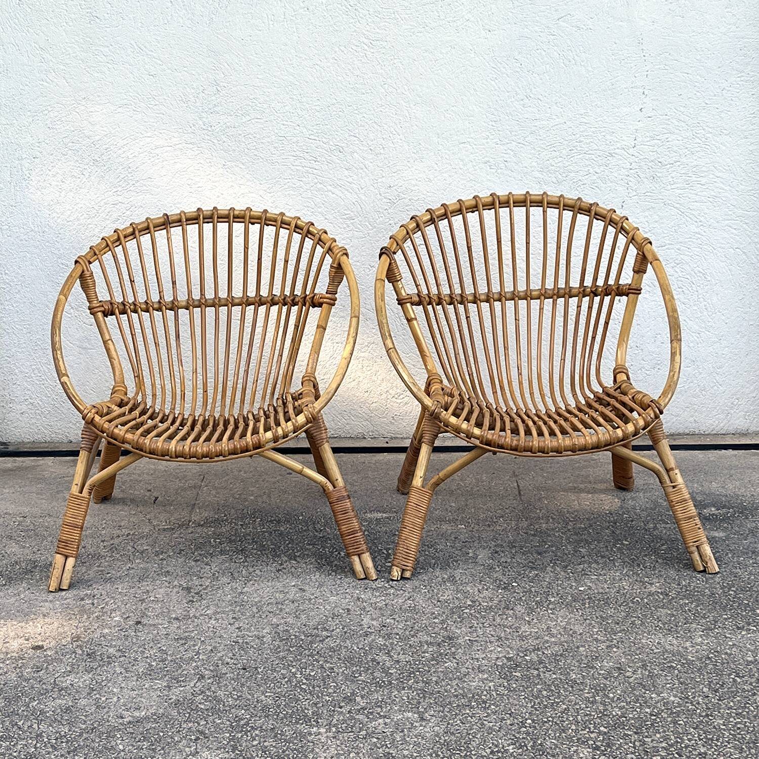 Pair of rattan armchairs