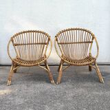 Pair of rattan armchairs