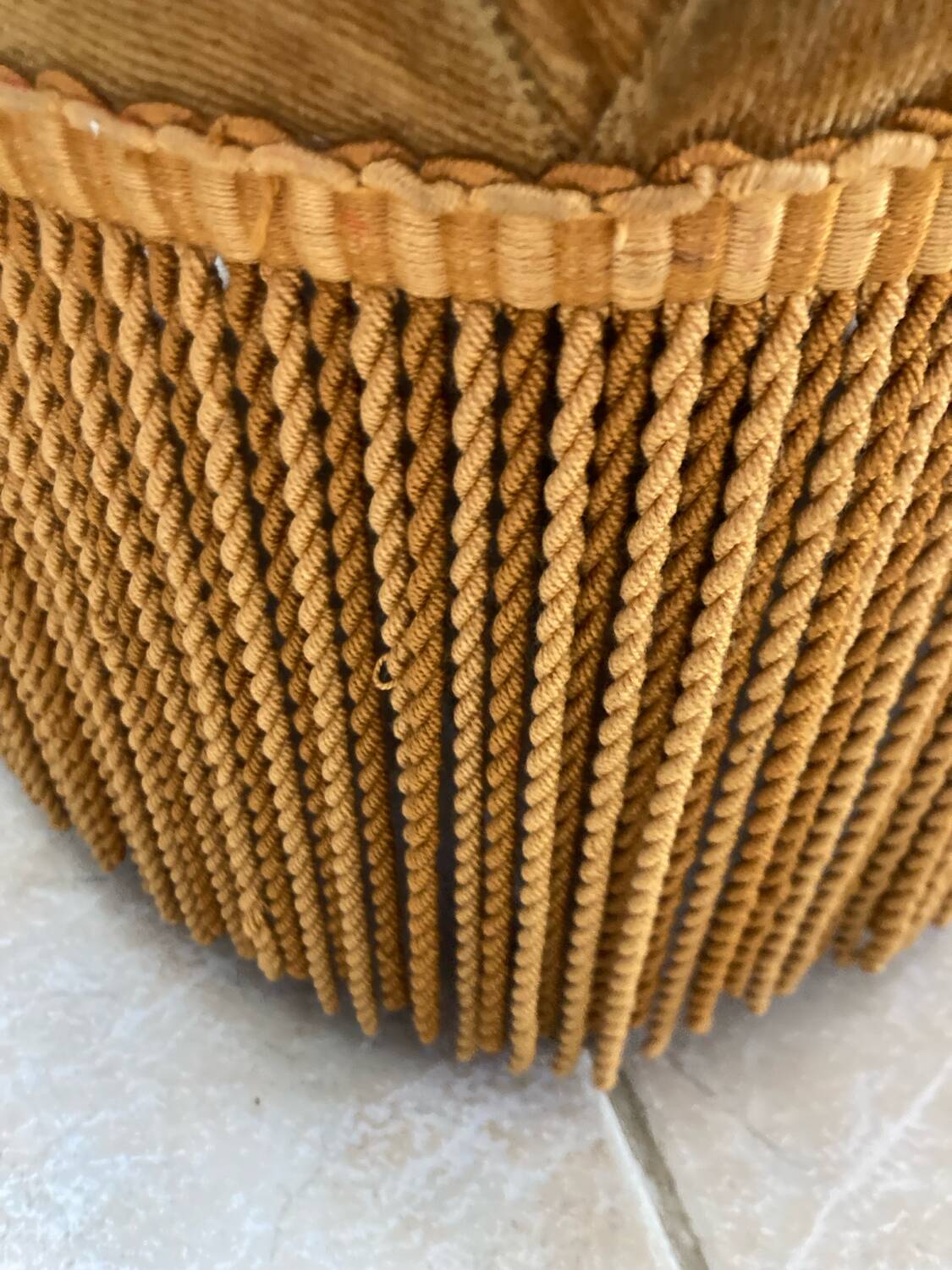 Golden yellow velvet toad pouf