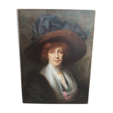 Huile sur toile portrait signé henri Adrien Tanoux
