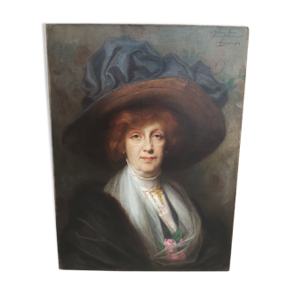 oil on canvas portrait by Henri Adrien Tanoux