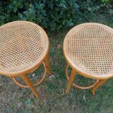 Bauman stools wood and wicker