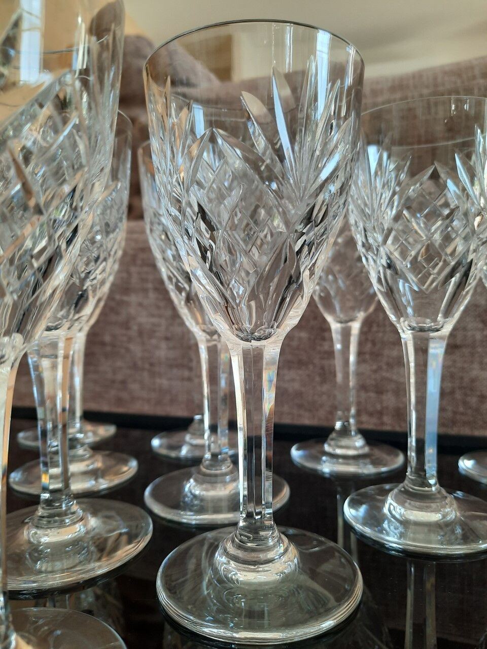 Set of 10 antique crystal glasses