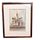 Old Watercolour Historical Building Russia Orthodox Cathedral Moscow 199