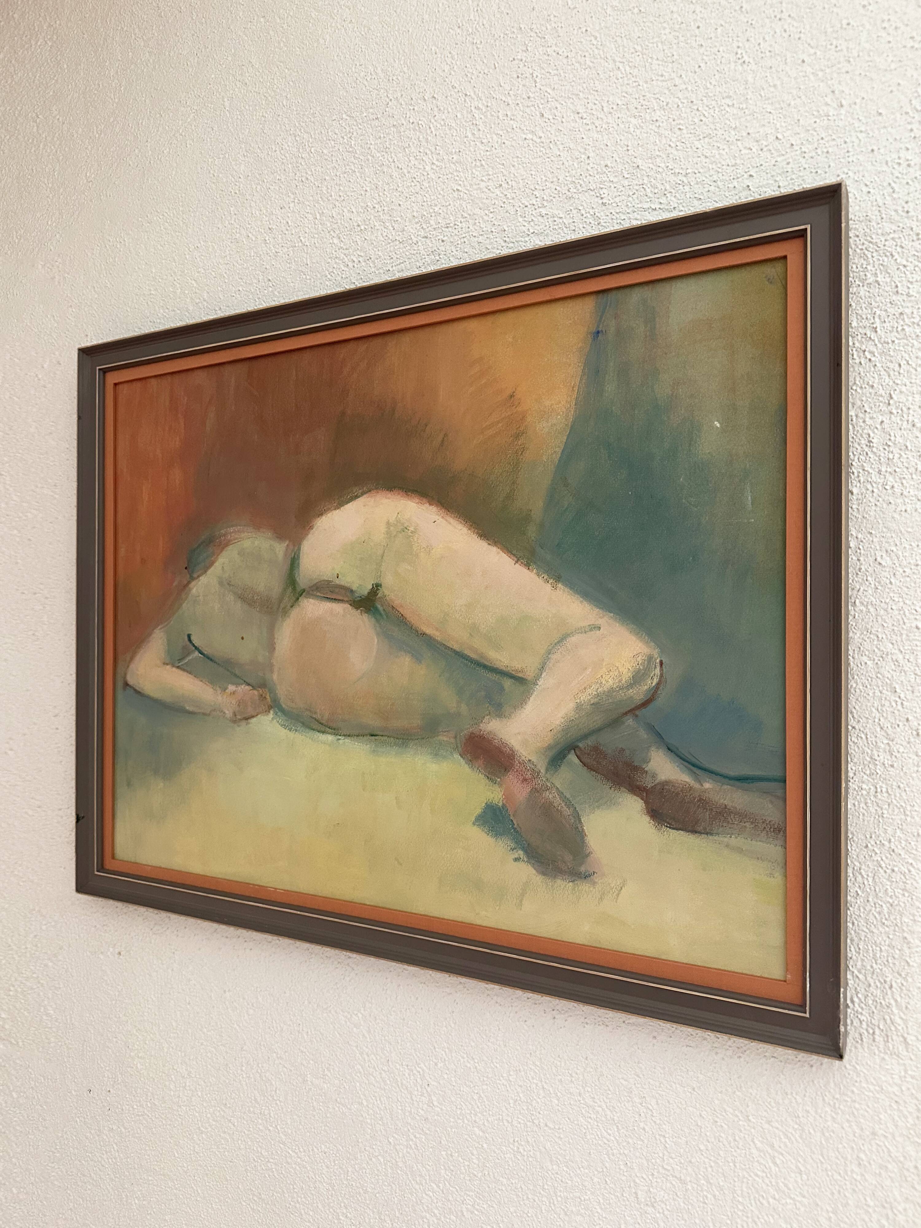 Figurative painting signed Marais, France, 1970s
