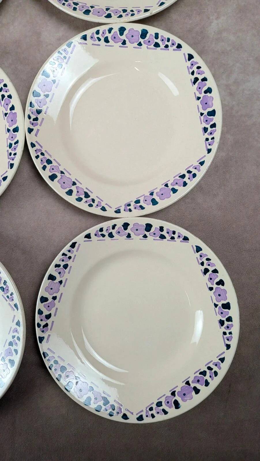 Set of 8 dessert plates Longchamp Terre de Fer model Cannes