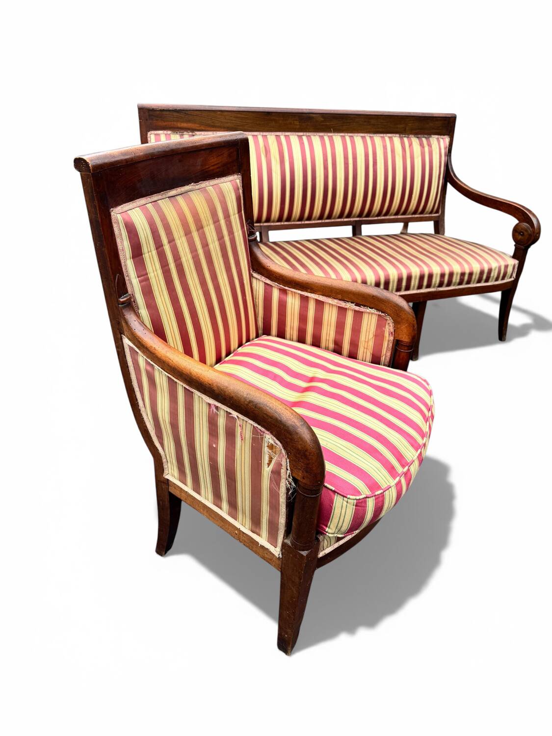 Antique Empire-style salon, 3 pieces. Original upholstery.