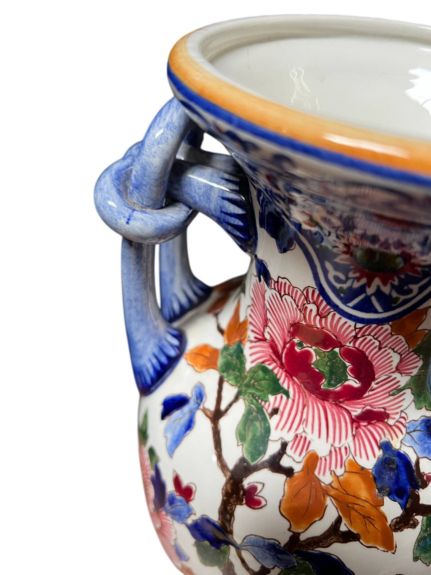 Vase en Gien, décor pivoine