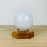 Opaline globe pine lamp from the 60s