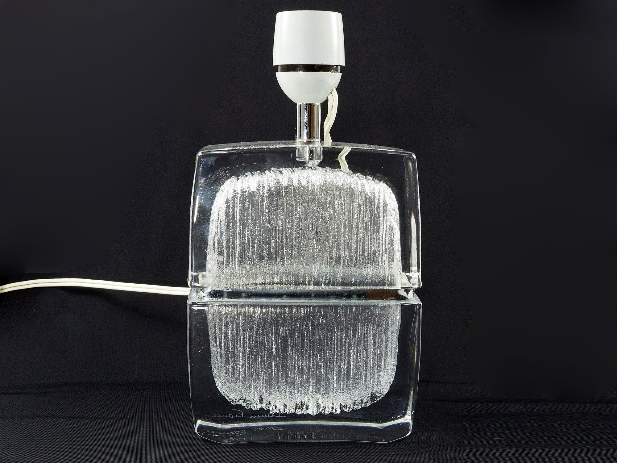 Daum France Mid-Century Crystal Table Lamp-1960s