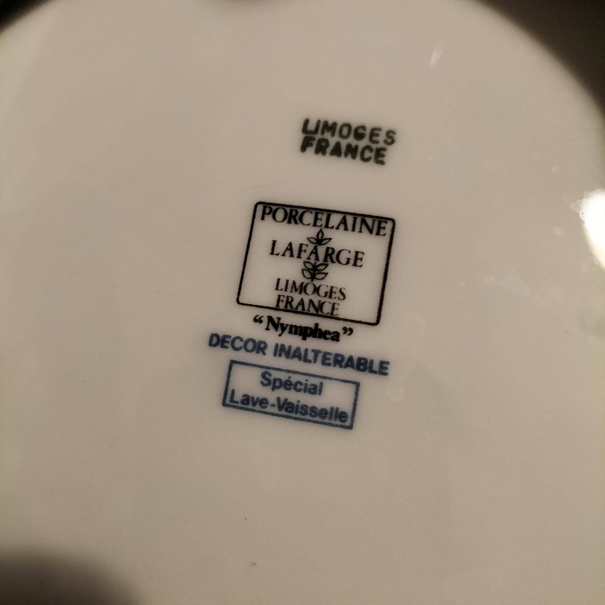 Limoges Lafarge porcelain compote bowl. Water lilies.