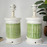 Pair of legs of ceramic lamp basketry italy vintage