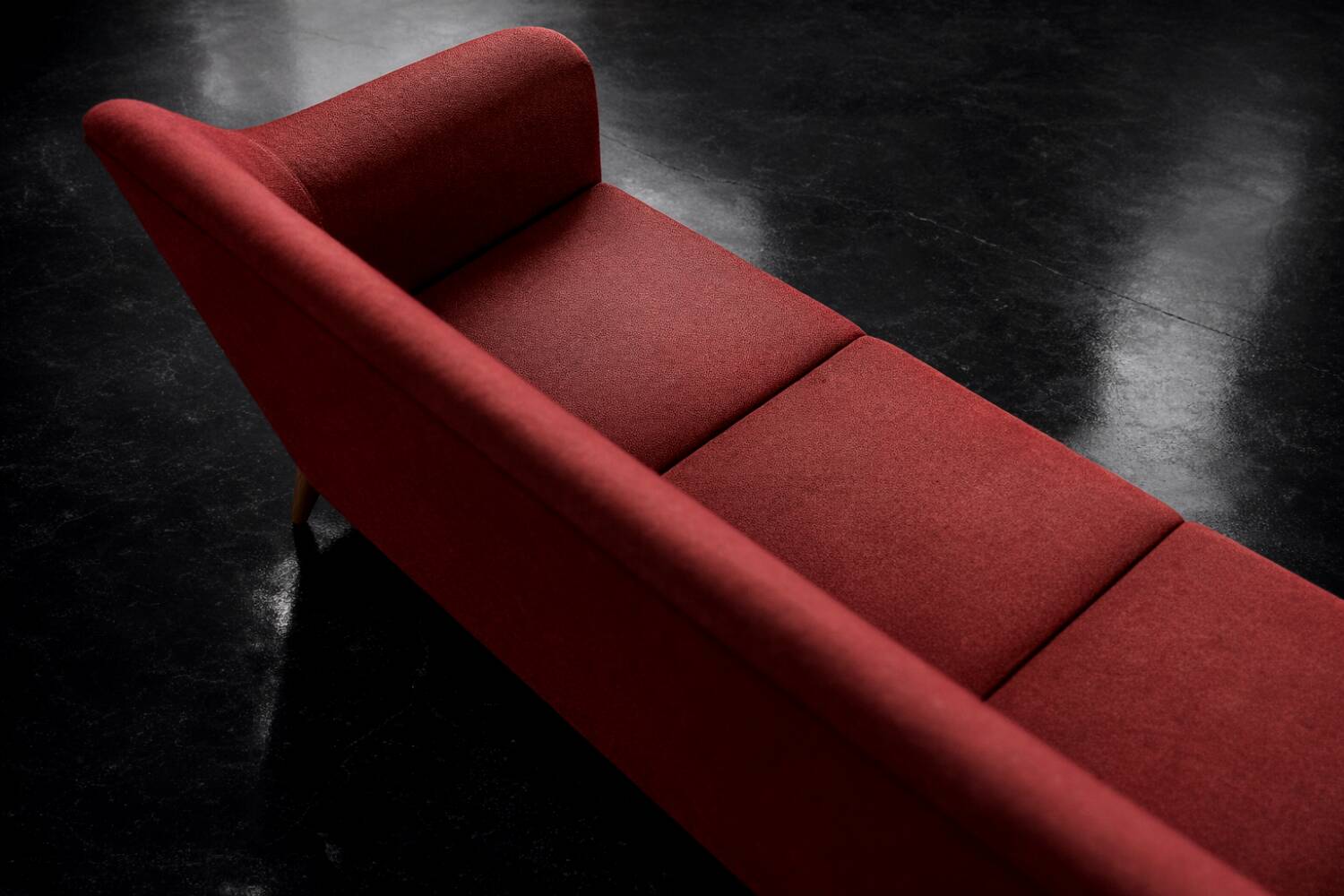 Vintage Mid-Century Scandinavian Modern 3-Seater Red Sofa