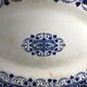 Oval dish Longwy model Louis XV white and blue 1850