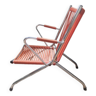 Armchair foldable child vintage 60's "scoubidou" orange