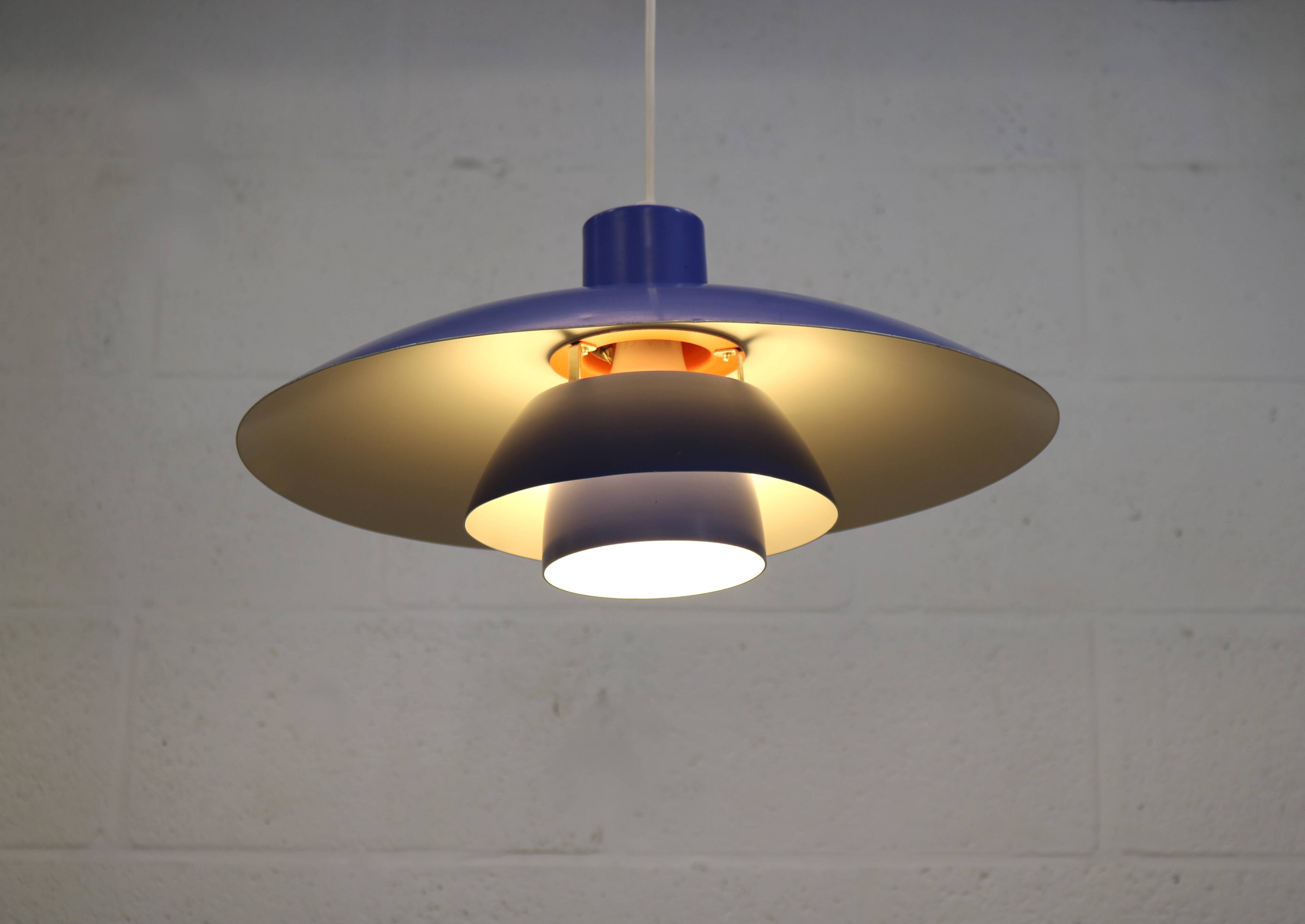 Blue Louis Poulsen PH 4/3 Pendant Lamp: 1970s Scandinavian Design