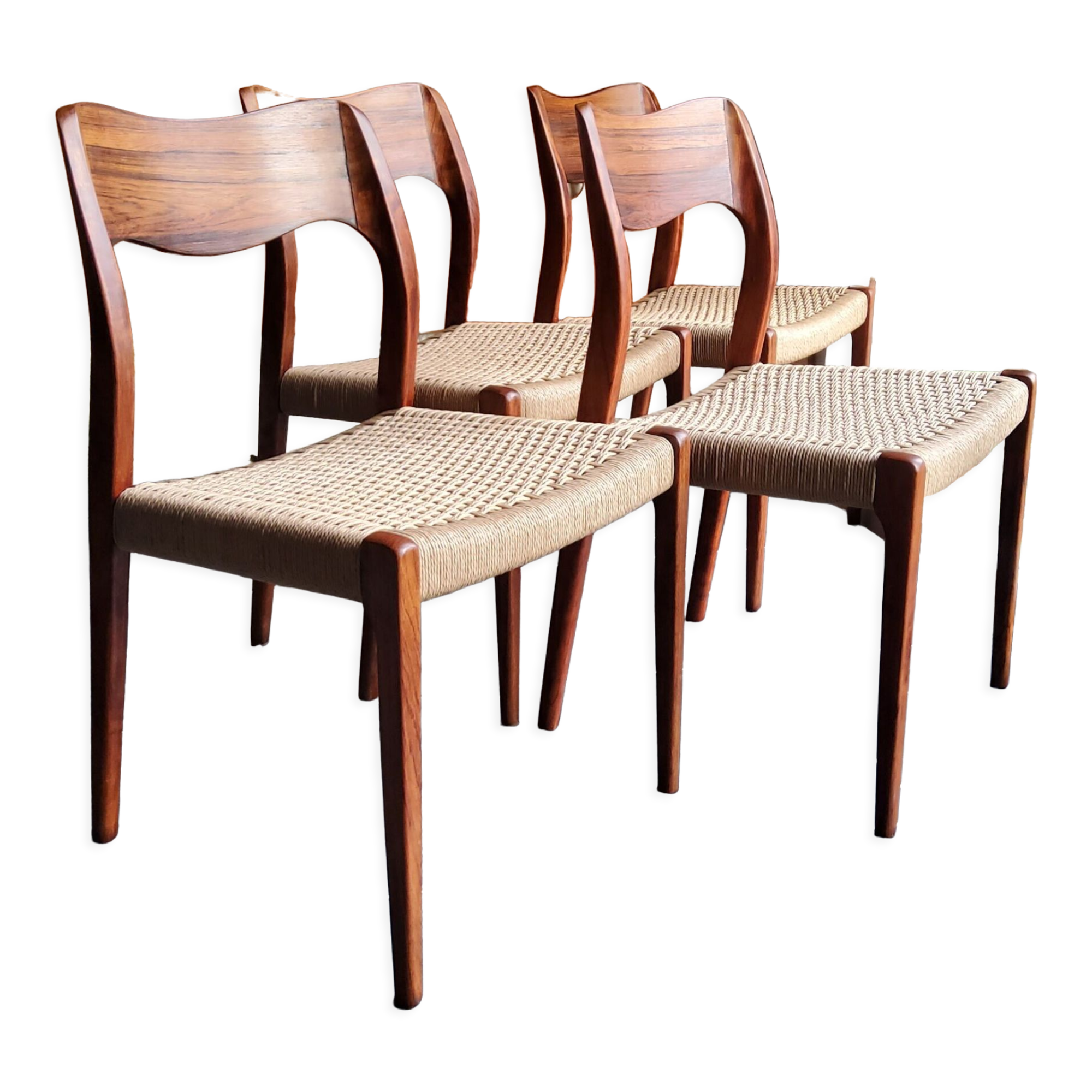 4 rosewood chairs by Niels Otto Møller model 71, Denmark 1950