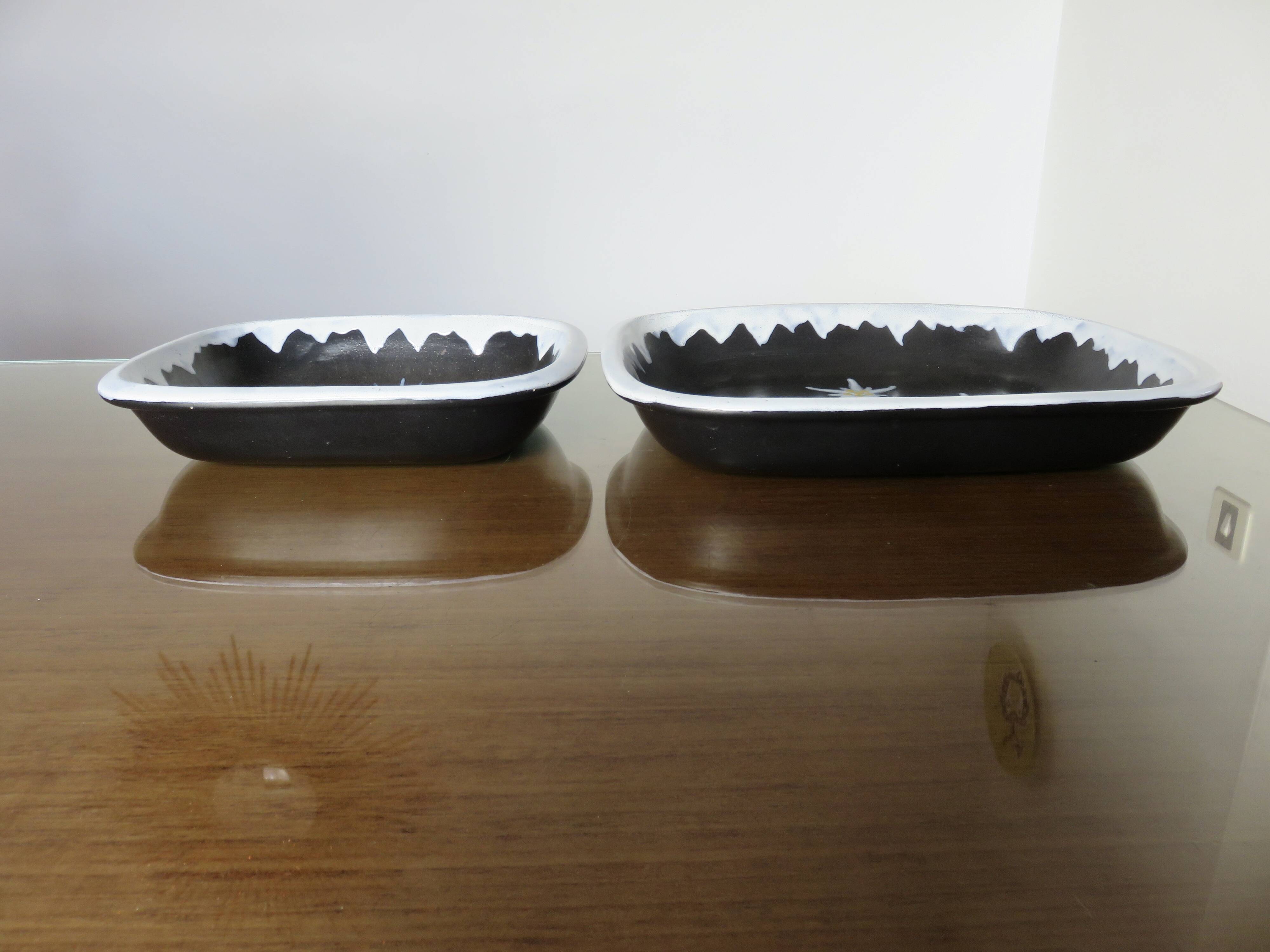 Set of 2 "Gabriel Fourmaintraux" ceramic dishes, 50s-60s