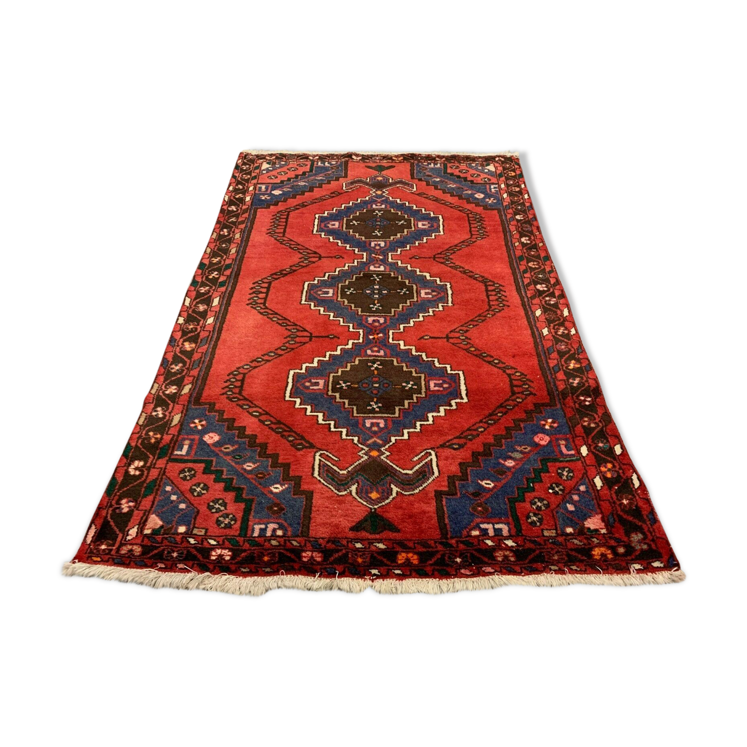 Vintage Tribal Rug 205x137 cm Wool Oriental Hand Made Rug Red, Navy