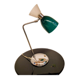 Chrome metal diabolo lamp and green globe