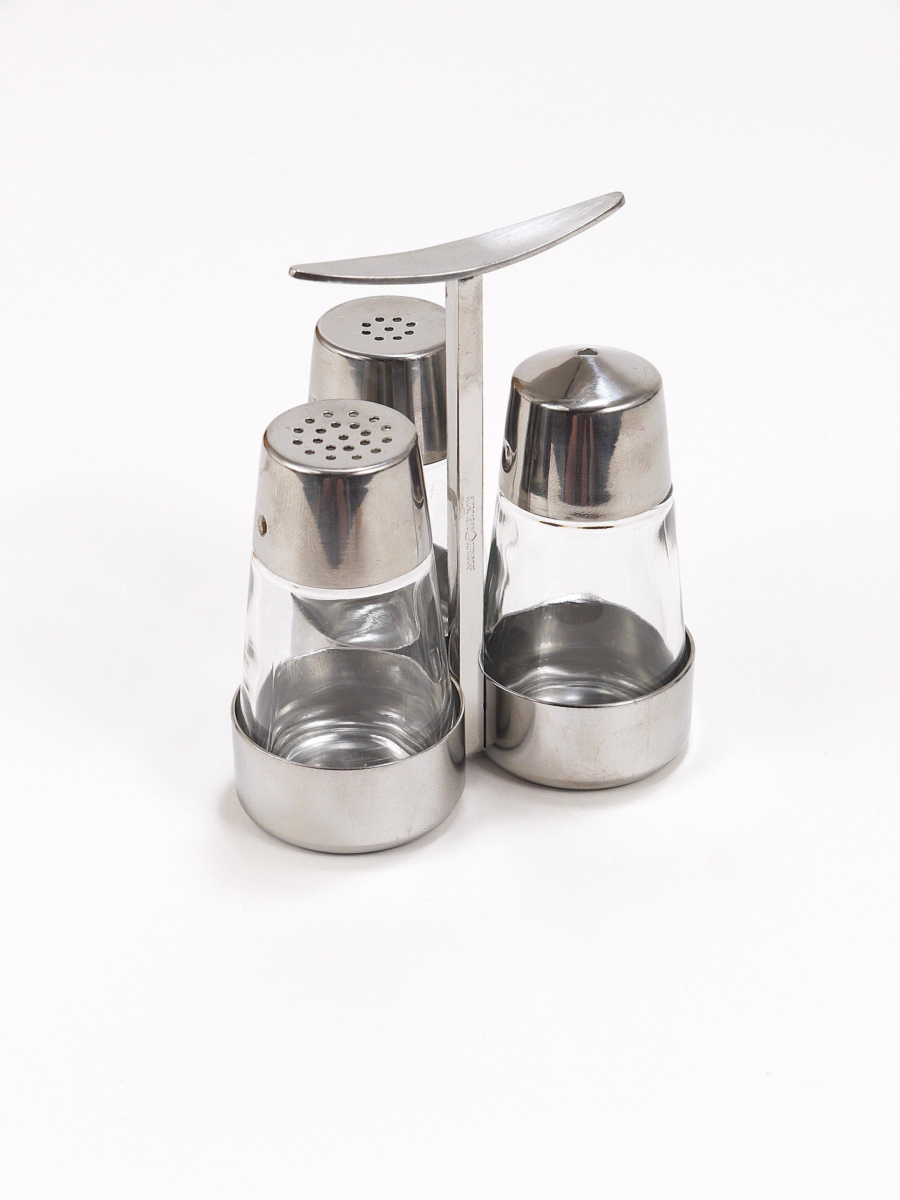 Set of condiments Marianne Denzel salt and pepper, Berndorf, Austria, 1960s