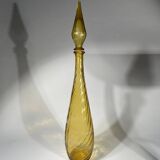 Yellow orange genie bottle in diamond wave textured glass, Glassware