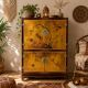 Vintage Chinese cabinet gold leaf / flowers and birds / bohemian