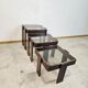 1970s Meblo Frattini Nesting Tables with Smoked Glass
