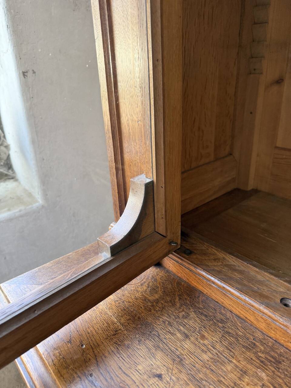 Antique XL Napoleonic oak glass bookcase, 19th century