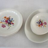 Serving dishes with floral decoration, vintage Luneville FG