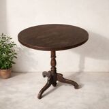 Small rustic antique tripod side table made of solid wood.