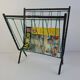 1960 Czechoslovakian Mid-Century Magazine Rack with Green Wire
