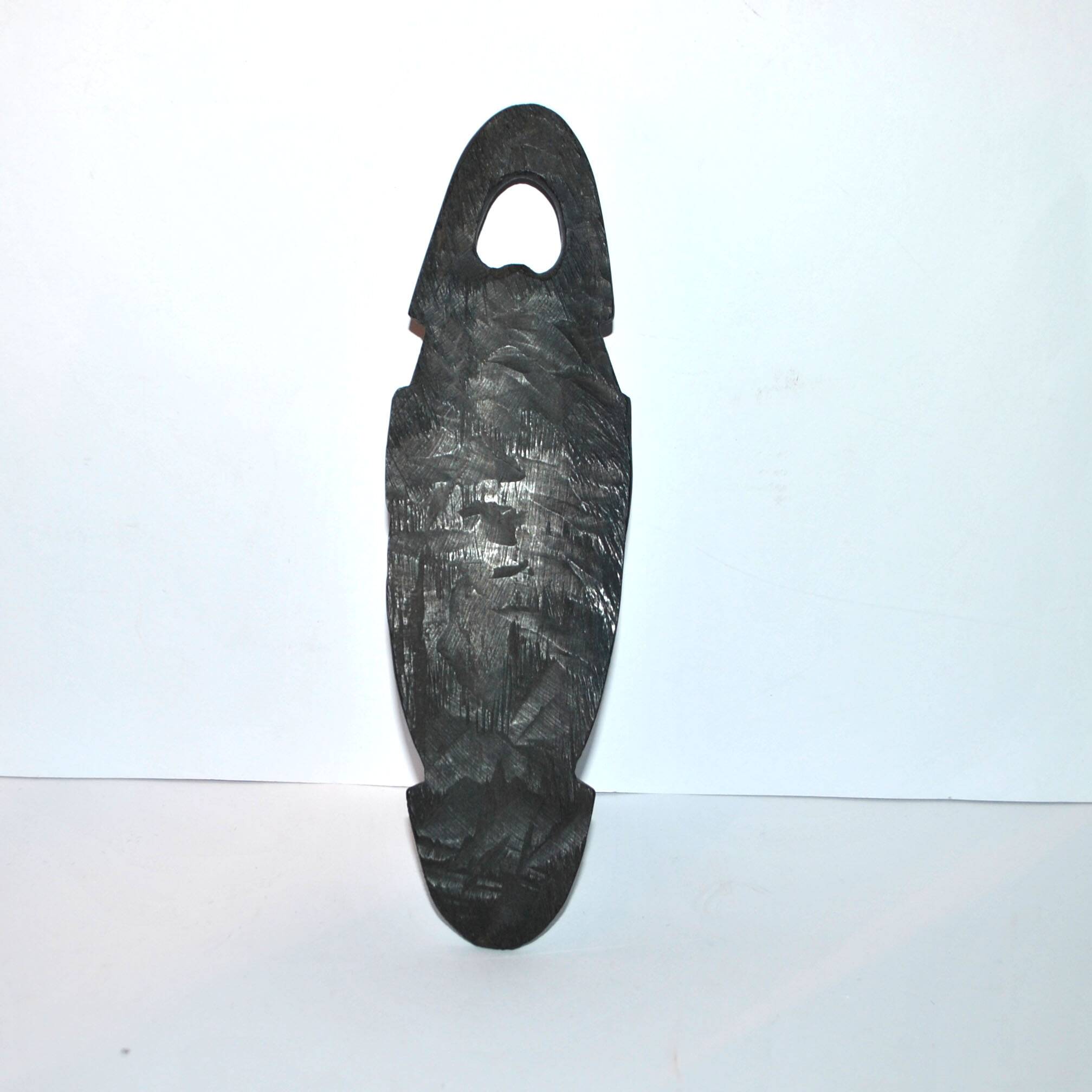 African ebony wood mask - vintage bearded head ethnic africa 22x7