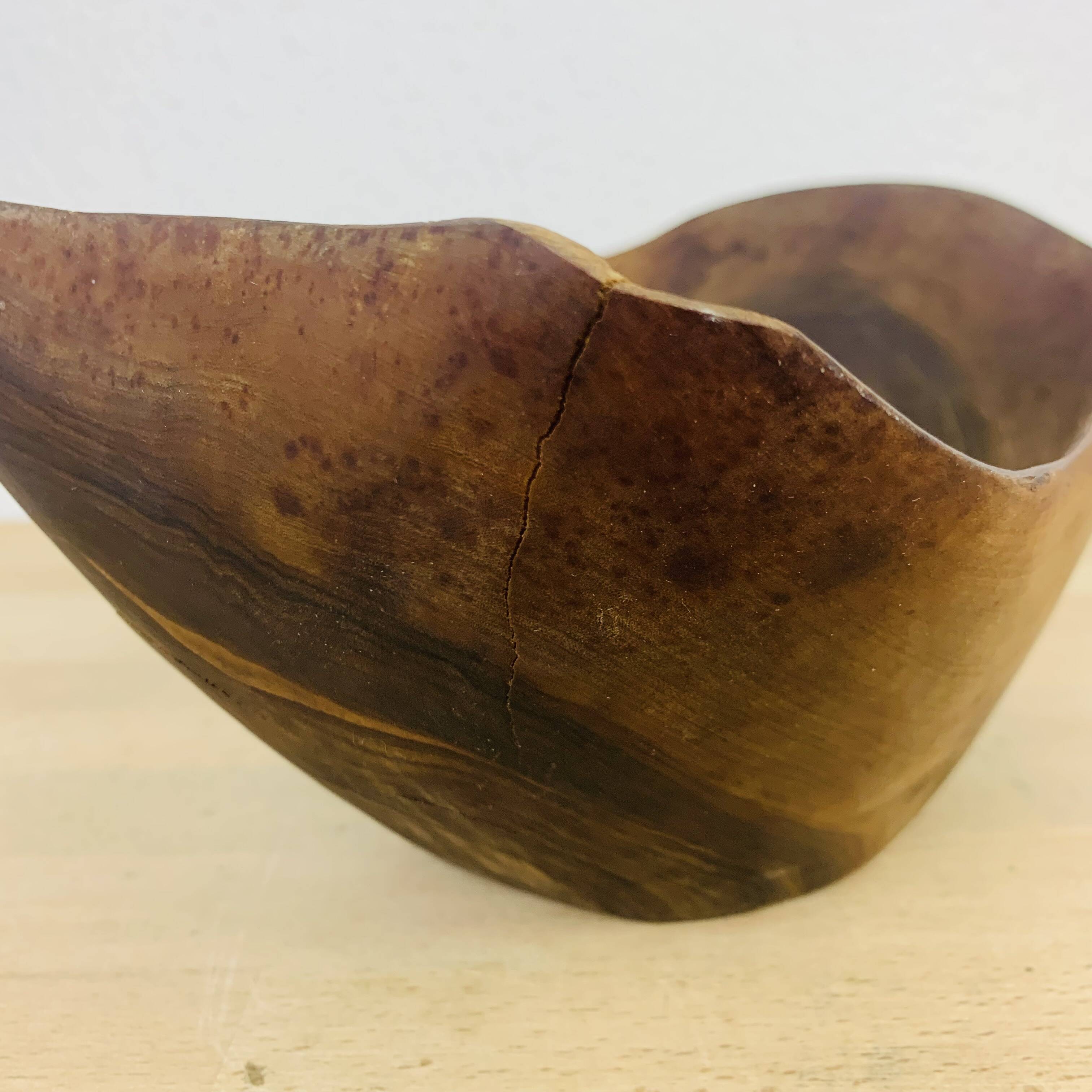 Brutalist bowl by Tony Bain Vallauris, olive wood catch-all.