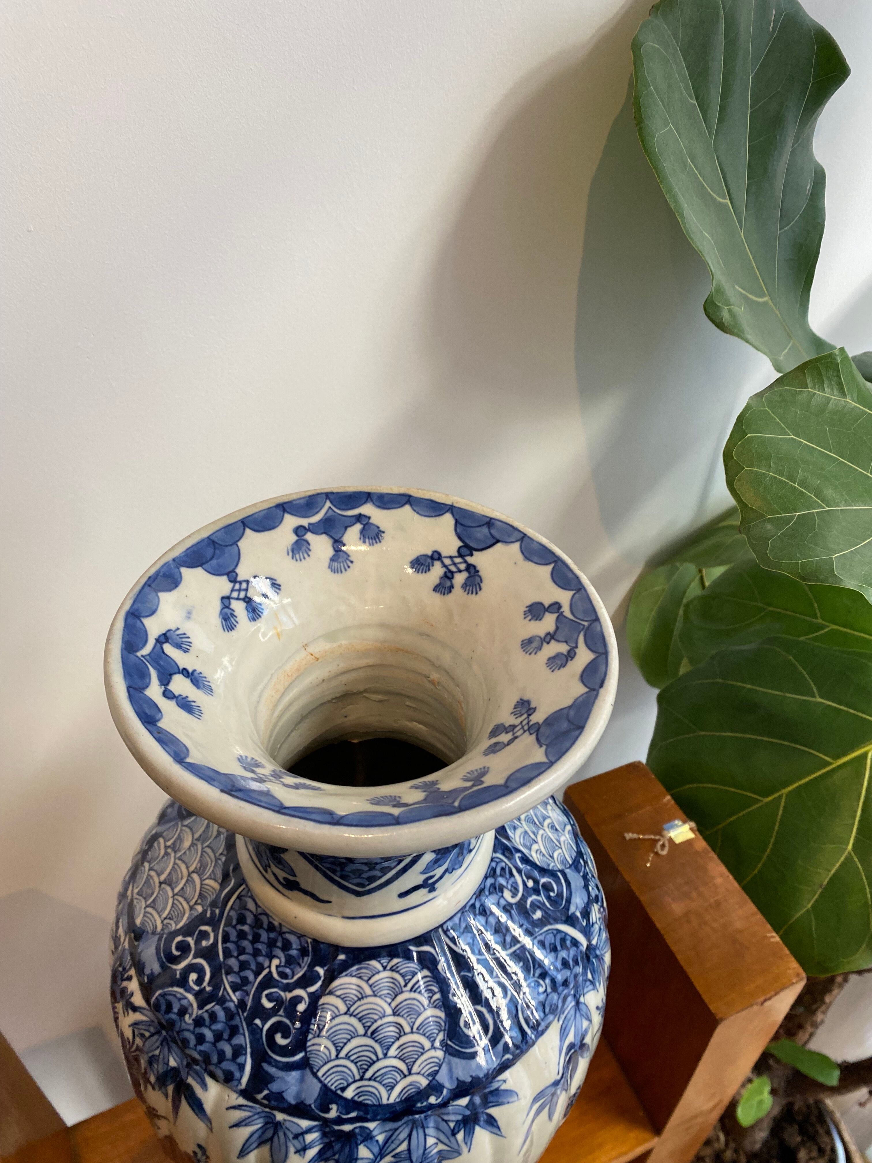 Vase chinois en blanc bleu