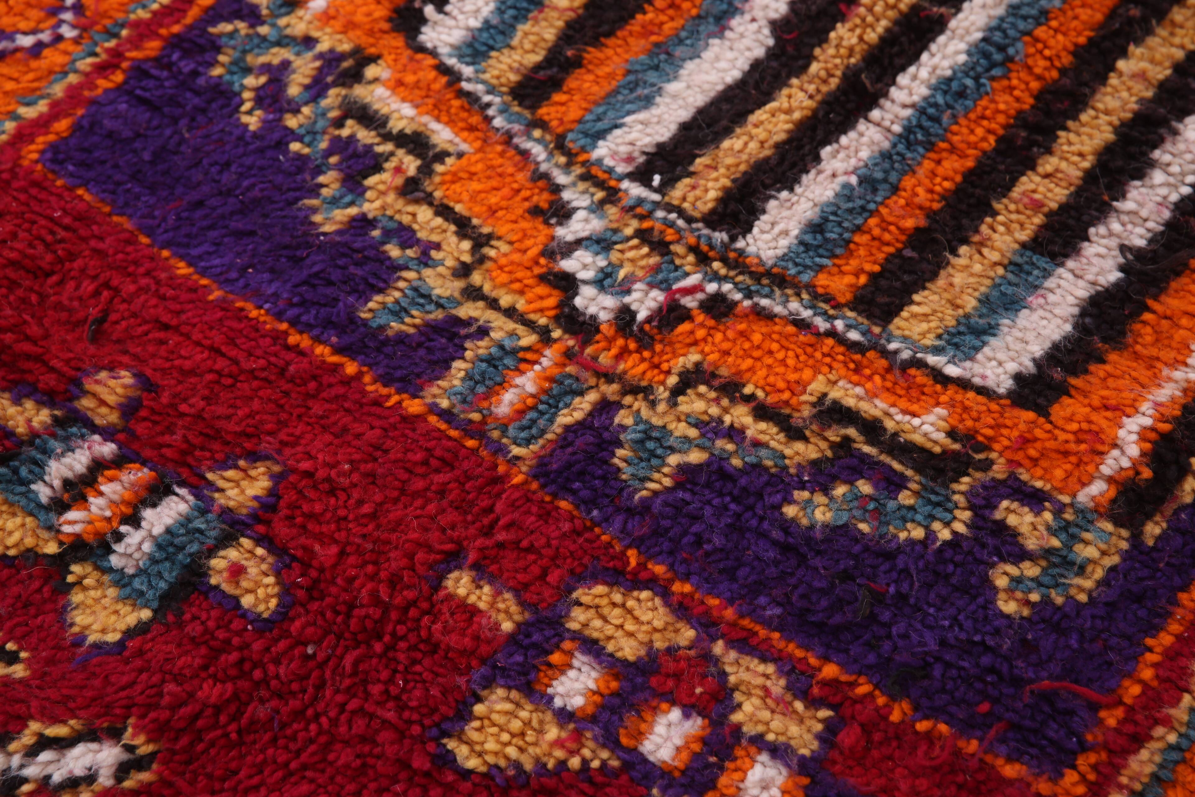 Red Vintage Moroccan Runner Rug 137 x 363 cm - Berber Wool Rug Hallway