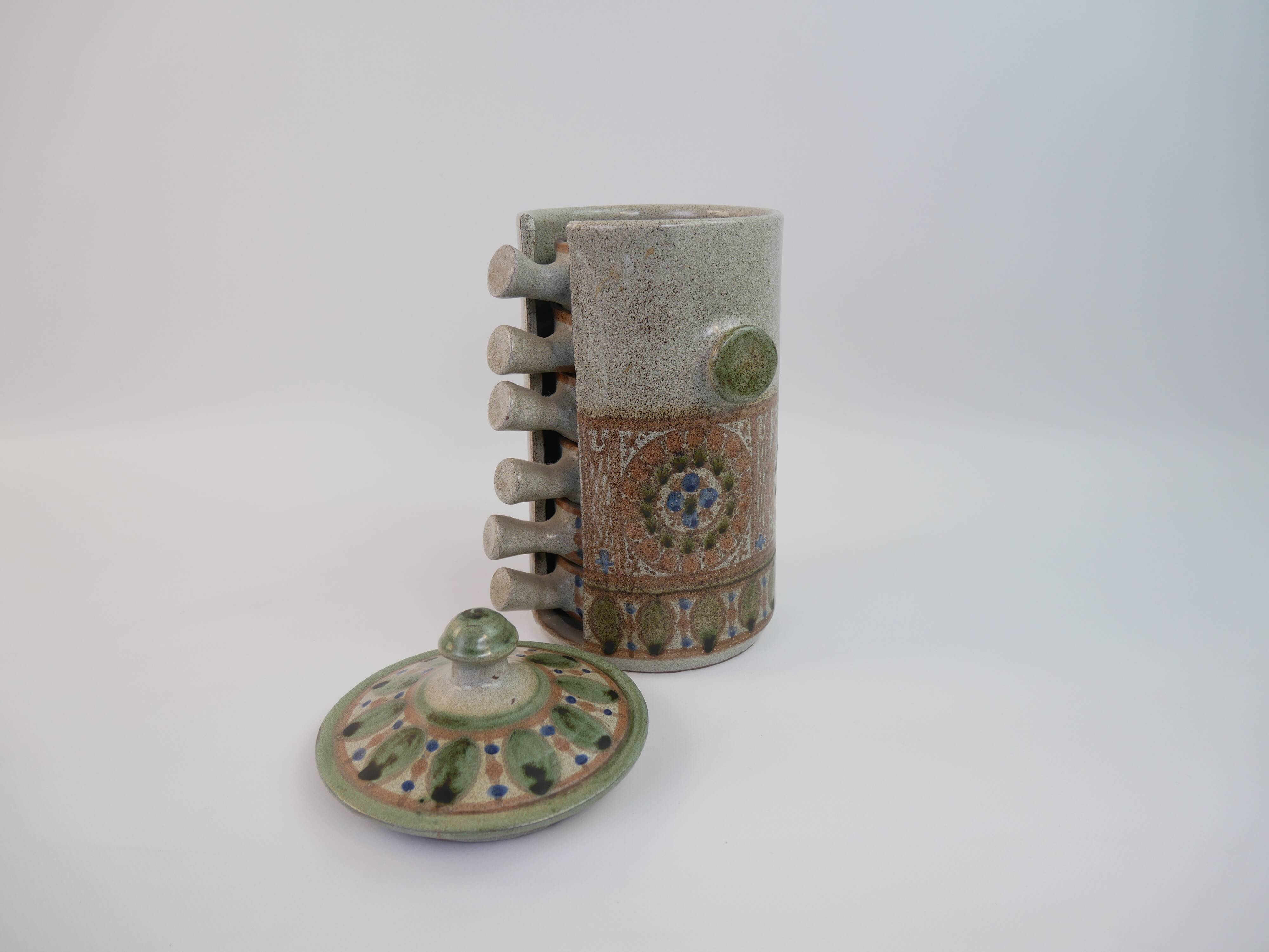 Ceramic aperitif service signed Lamnara Salé Maroc