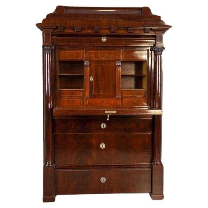 Antique Biedermeier Secretary with Mahogany, 1840