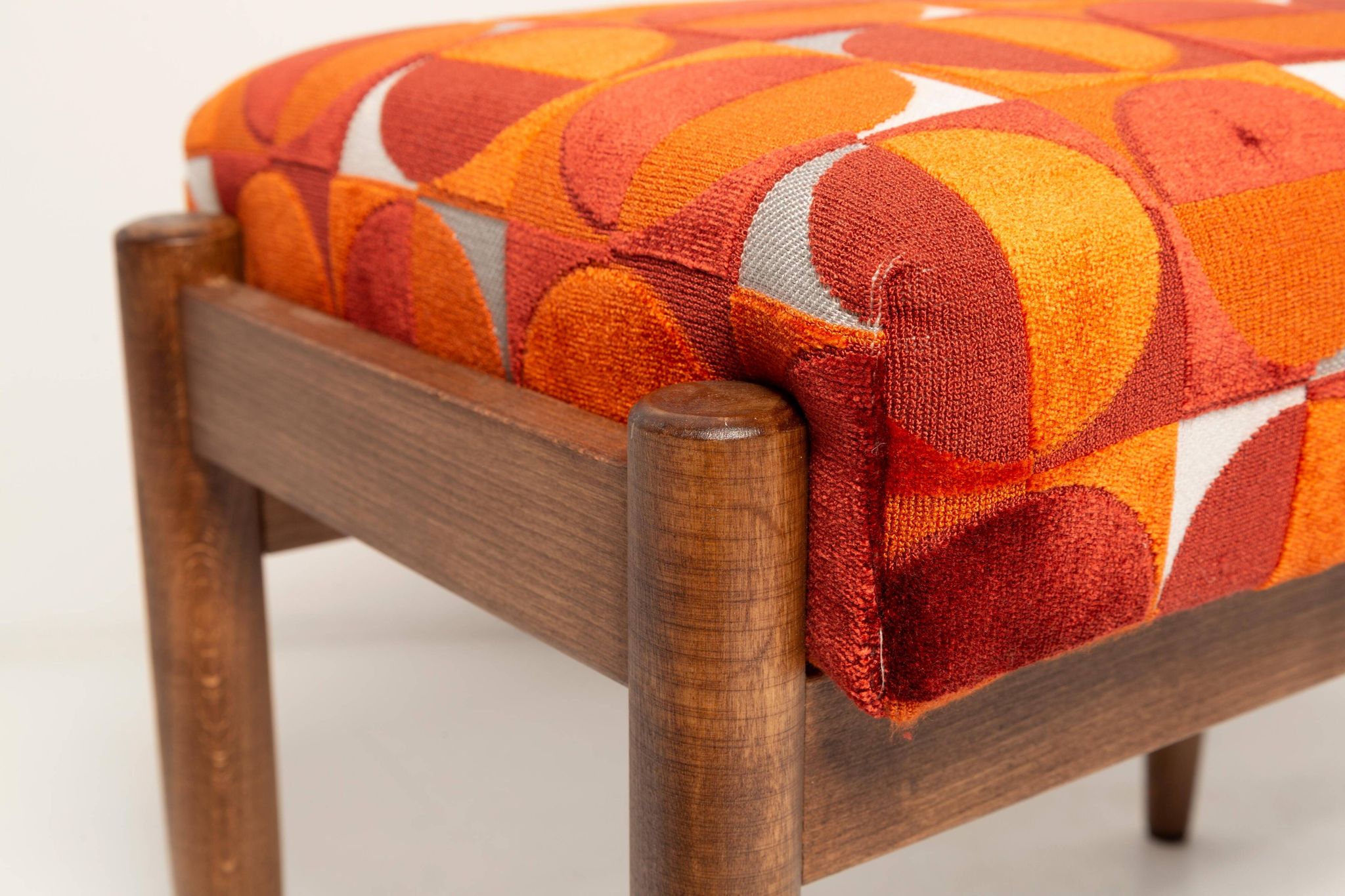Vintage red and orange mid-century stool, Edmund Homa, 1960s
