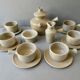 Coffee or tea service, in sandstone, signed the Argonauts, 60s