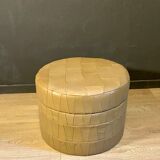Coffre en cuir couleur mastic 1970