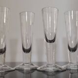 6 petites flutes anciennes en cristal soufflés à la main