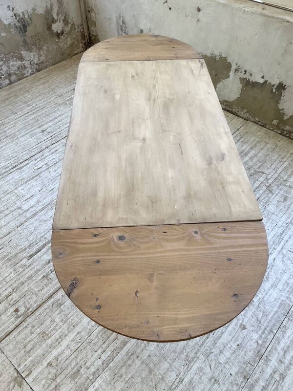 Table de ferme en pin ovale avec allonges 2m